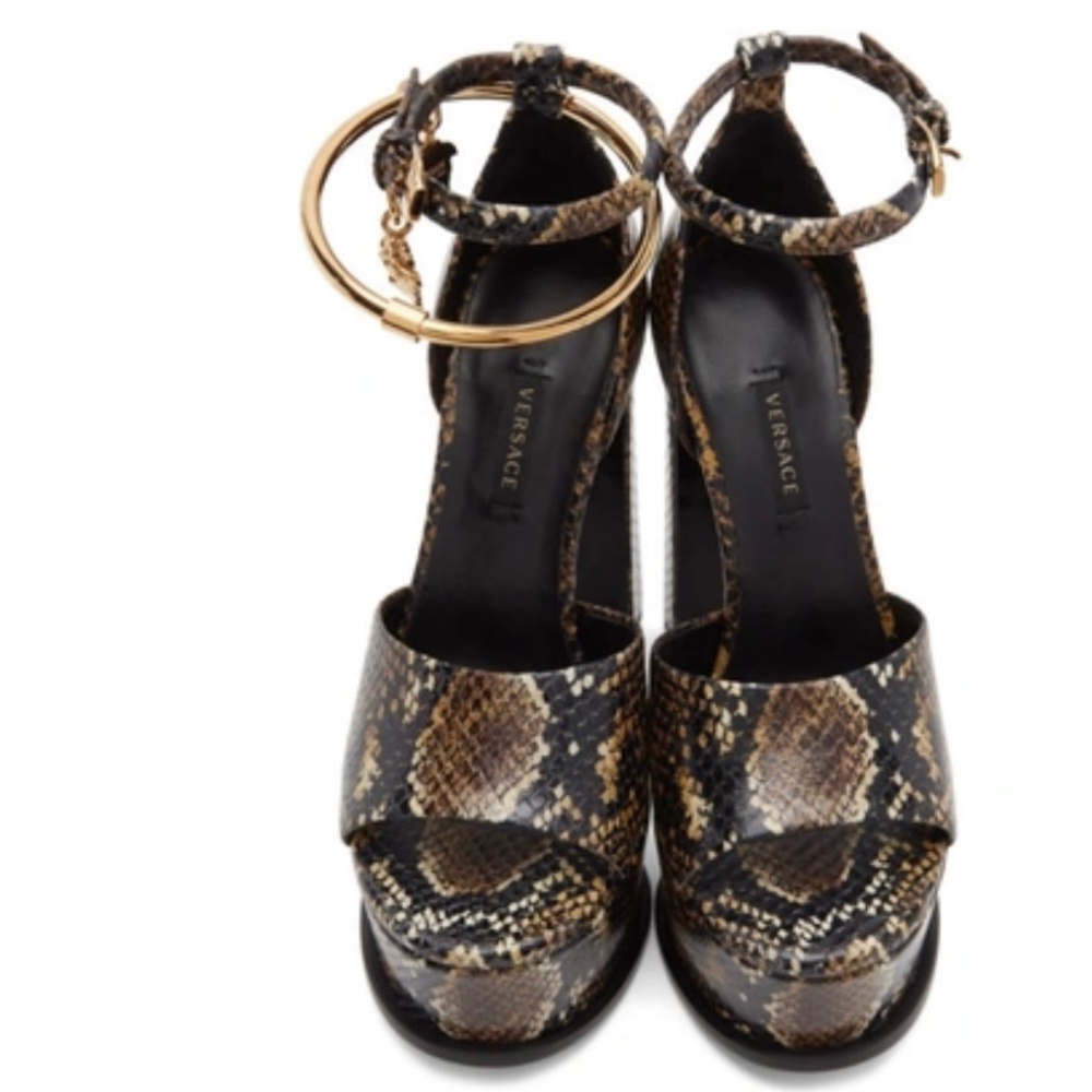 Versace Medusa aeternitas python print sandals sz 36